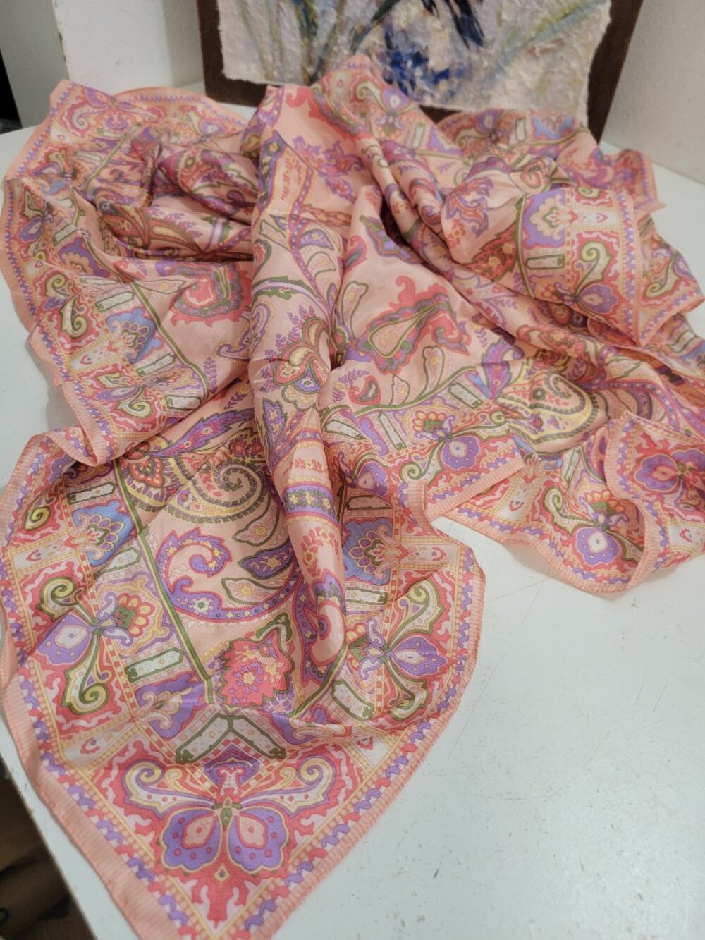 NWT Talbots 100% Silk Pink Paisley Scarf
